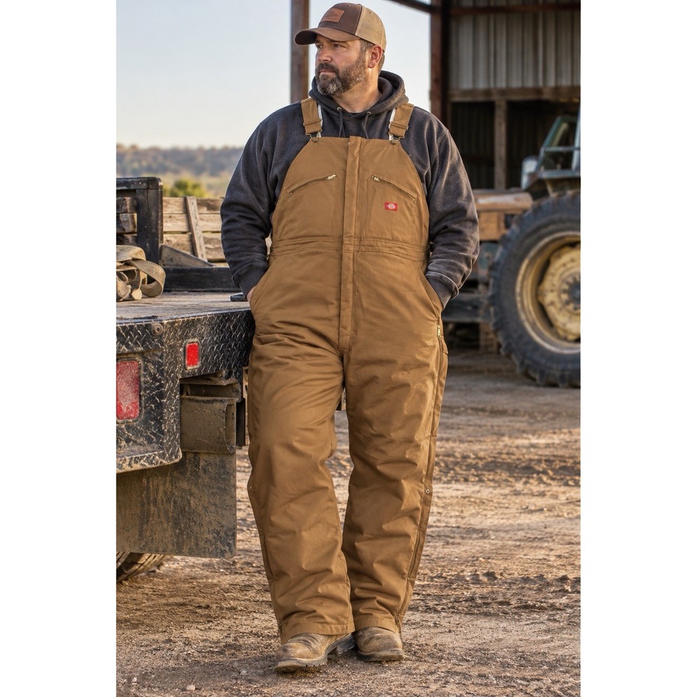 Dickies Insulated Bib Overalls Regular Brown Duck Canvas Workwear Size 5X Rg